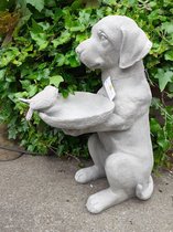 Vogelbad Hond 38*26*48 cm Grijs Kunststof Vogeldrinkbak Vogeldrinkschaal