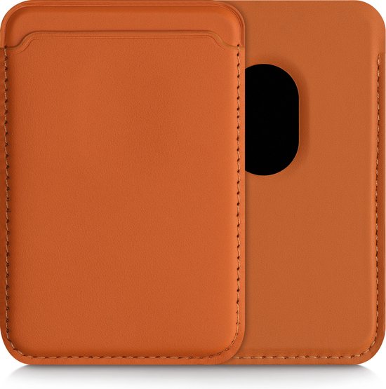 Porte-cartes kwmobile MagSafe compatible avec Apple iPhone 12 Series / iPhone 13 Series - Porte-cartes magnétique - Porte-cartes de crédit pour votre téléphone en orange
