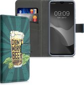 kwmobile telefoonhoesje voor Ulefone Note 7 (2019) - Hoesje met pasjeshouder in oranje / groen / petrol - don't worry beer happy design