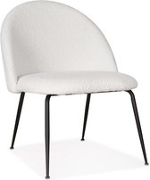 Alterego Lounge fauteuil 'NORVEGIA' van witte boucléstof en zwart metaal