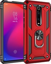 Xiaomi Mi 9T Hoesje - Mobigear - Armor Ring Serie - Hard Kunststof Backcover - Rood - Hoesje Geschikt Voor Xiaomi Mi 9T