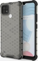 Mobigear Hoesje geschikt voor Realme C21 Telefoonhoesje Hardcase | Mobigear Honeycomb Backcover Shockproof | Schokbestendig C21 Telefoonhoesje | Anti Shock Proof - Zwart