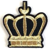 Kroon Strijk Embleem Patch Goud Zwart 4.7 cm / 5 cm / Goud Zwart