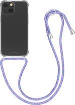 kwmobile telefoonhoesje compatibel met Apple iPhone 13 mini - Hoesje met koord - Back cover in transparant / lavendel / paars / wit