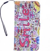 LuxeBass Boekhoesje met print geschikt voor OPPO A74 4G - Smile Graffiti - telefoonhoes - gsm hoes - telefoonhoesjes