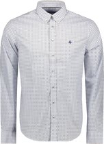 Haze & Finn Overhemd Printed Shirt Cotton Regular Stretch Mc17 0110 23 Blanc De Blanc Diamond Drops Mannen Maat - L