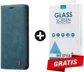 CaseMe Bookcase Pasjeshouder Hoesje Samsung Galaxy S10 Blauw - Gratis Screen Protector - Telefoonhoesje - Smartphonehoesje