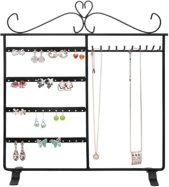 Porte-bijoux de Luxe - Porte- Bijoux - Porte-bijoux en métal - Porte- Boucles d'oreilles d'oreilles XXL - Zwart