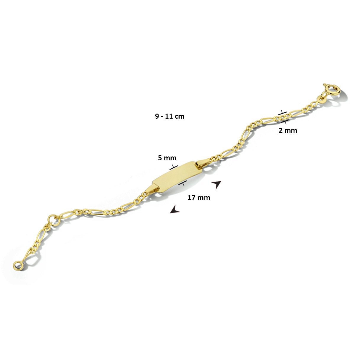 9k Graveerarmband Plaat 5,0 Mm 9 - 11 Cm