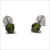 Aramat jewels ® - Zirkonia zweerknopjes hartje 4mm oorbellen olijf groen chirurgisch staal