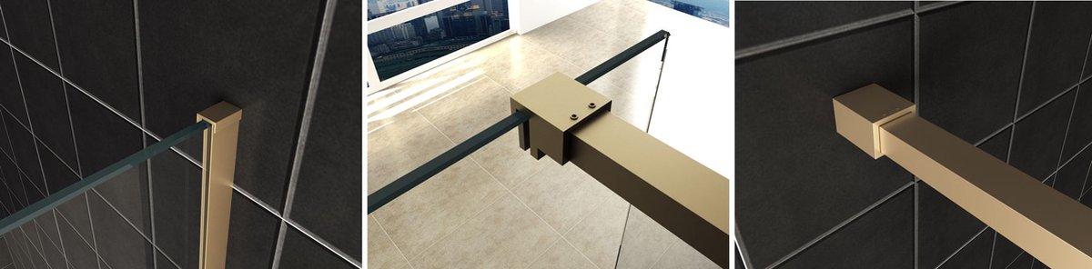 Klea Slim Muurprofielset En Stabilisatiestang 120cm Messing