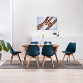 Decoways - Eetkamerstoelen 6 st kunstleer turquoise en zwart