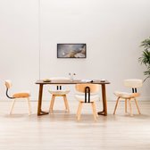 Decoways - Eetkamerstoelen 4 stuks gebogen hout en kunstleer crème