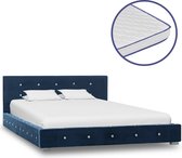 Decoways - Bed met traagschuim matras fluweel blauw 120x200 cm