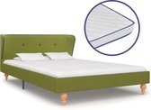 Decoways - Bed met traagschuim matras stof groen 120x200 cm