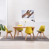 Decoways - Eetkamerstoelen 4 st kunstleer geel en zwart