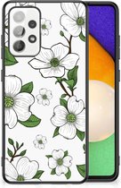 Smartphone Hoesje Samsung Galaxy A52 | A52s (5G/4G) Trendy Telefoonhoesjes met Zwarte rand Dogwood Flowers