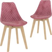 Decoways - Eetkamerstoelen 2 stuks fluweel roze