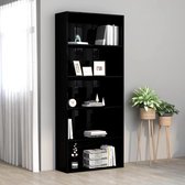 Decoways - Boekenkast met 5 schappen 80x30x189 cm spaanplaat zwart