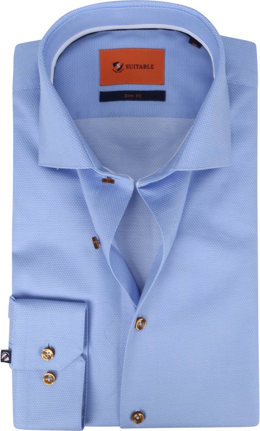 Suitable - Overhemd WS Stippen Blauw - 43 - Heren - Slim-fit | bol.com