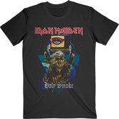 Iron Maiden Heren Tshirt -S- Holy Smoke Space Triangle Zwart