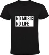 No music no life Heren t-shirt | muziek | concert | feest | dj | grappig | cadeau | Zwart
