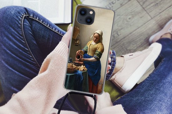 Coque avec cordon iPhone 13 Mini - La Laitière - Vermeer - Old Masters - Siliconen - Crossbody - Backcover with Cord - Phone case with cord - Case with rope