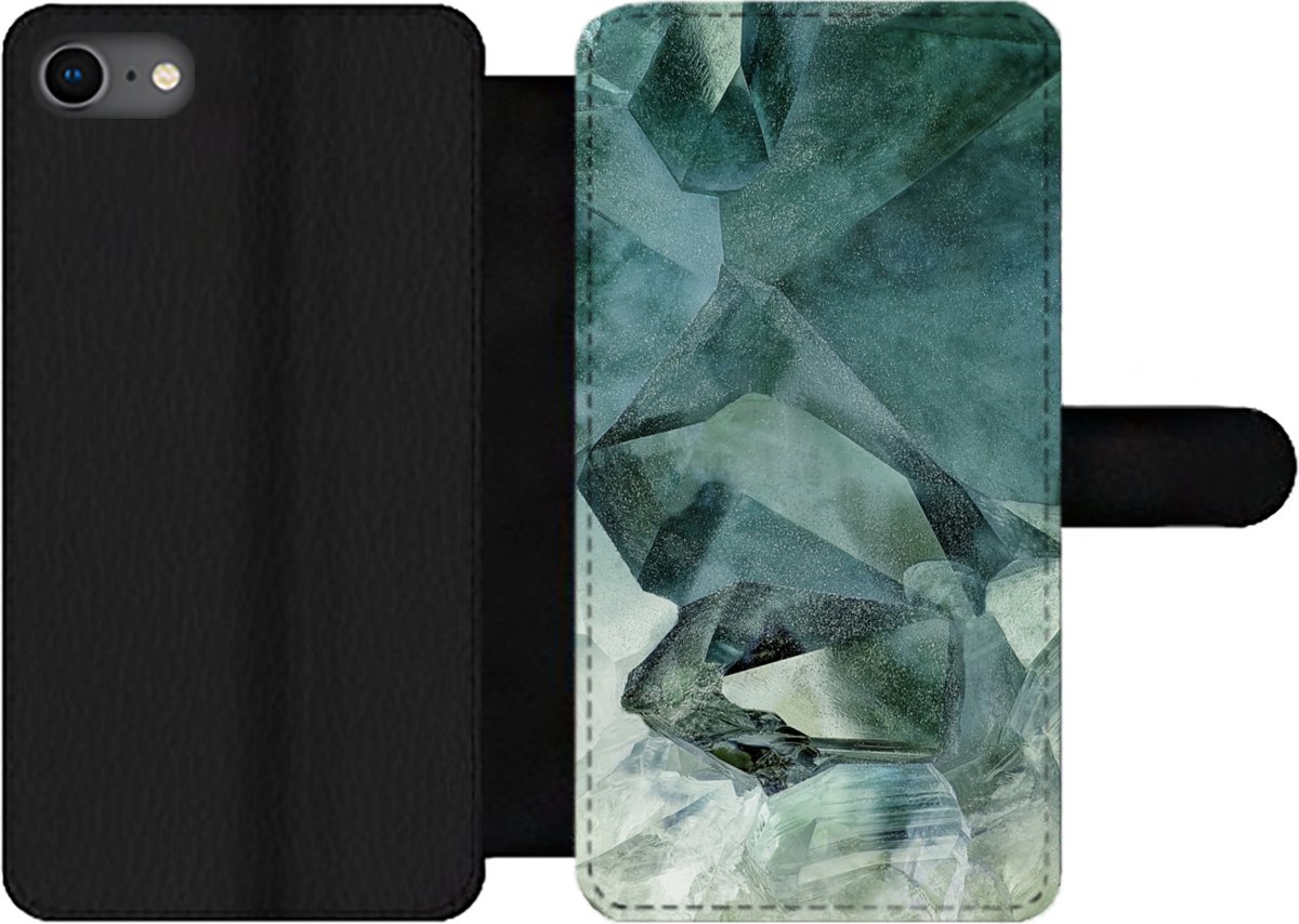 Telefoonhoesje Geschikt voor iPhone 7 telefoonhoesje - Kristal - Natuursteen - Luxe - Met vakjes - Wallet case met magneetsluiting