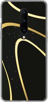 Geschikt voor OnePlus 7 Pro hoesje - Gouden golven op een zwarte achtergrond - Siliconen Telefoonhoesje
