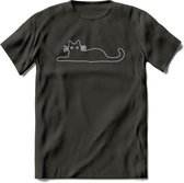 Gekke Kat - Katten T-Shirt Kleding Cadeau | Dames - Heren - Unisex | Dieren shirt | Grappig Verjaardag kado | Tshirt Met Print | - Donker Grijs - XXL