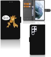 Wallet Book Case Geschikt voor Samsung Galaxy S22 Ultra GSM Hoesje Giraffe