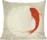 Sierkussens - Kussen - Een illustratie van een oranje vis - 40x40 cm - Kussen van katoen