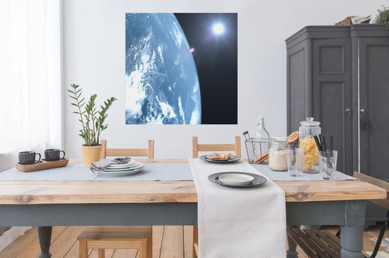 Poster 100x100 cm - Aarde van het zonnestelsel - Posters - Kamer decoratie - Wanddecoratie woonkamer - Muurdecoratie slaapkamer XXL