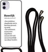 Hoesje met koord Geschikt voor iPhone 12 Mini - Spreuken - Trouwen - 'Huwelijk' - Quotes - Siliconen - Crossbody - Backcover met Koord - Telefoonhoesje met koord - Hoesje met touw