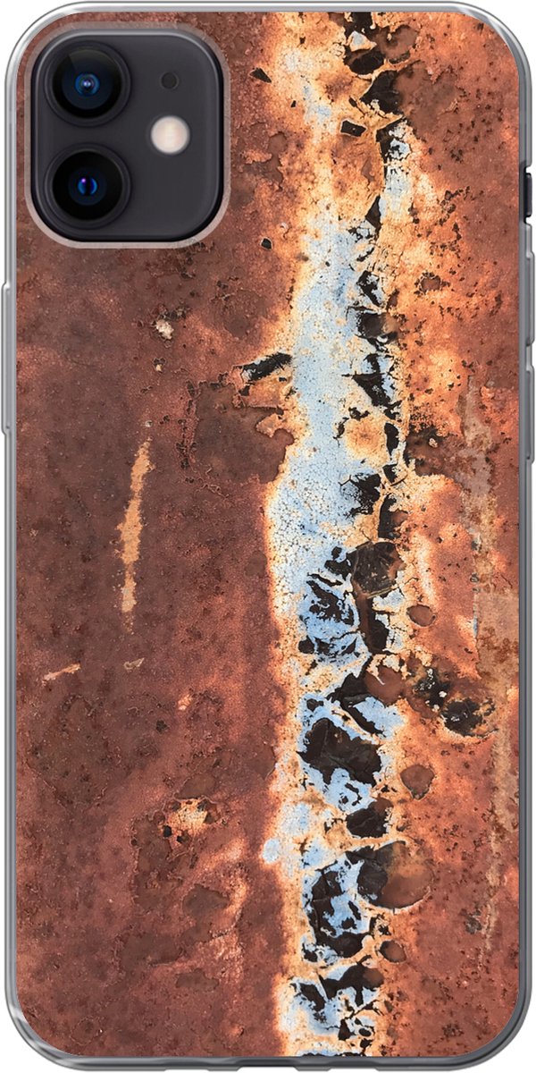 Telefoonhoesje Geschikt voor iPhone 12 mini hoesje - Plaat - Staal - Roest print - Siliconen Telefoonhoesje Telefoonhoesje