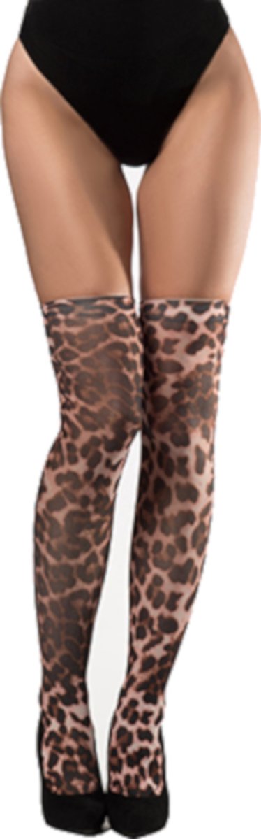 Partychimp Kousen Dames Luipaard Print voor bij Carnavalskleding Dames Carnaval Accessoires Verkleedkleren Volwassenen Toppers in Concert 2025 Fout en Stout - Bruin - One-size