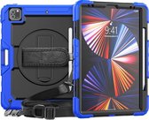 Apple iPad Pro 12.9 (2021) Hoes - Mobigear - Shockproof Strap Serie - Hard Kunststof Backcover - Blauw - Hoes Geschikt Voor Apple iPad Pro 12.9 (2021)