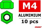 Team Corally - Aluminium zelfborgende zeskantmoer - M4 - Groen - 10 st