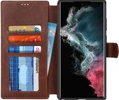 Samsung Galaxy S22 Ultra Hoesje RFID Portemonnee Book Case Bruin