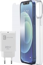 Cellularline - iPhone 12 Mini, starter kit reislader usb-c 20W, transparant hoesje, SP geh