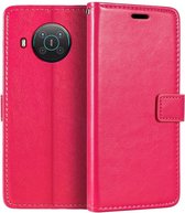 LuxeBass Boekhoesje geschikt voor Nokia G10/G20 - Roze - telefoonhoes - gsm hoes - telefoonhoesjes