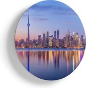 Artaza Houten Muurcirkel - Toronto Skyline in Canada - Ø 40 cm - Klein - Multiplex Wandcirkel - Rond Schilderij