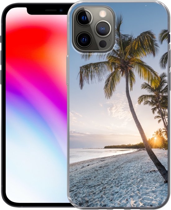 Coque iPhone 13 Pro - Plage - Coucher de soleil - Palmier - Siliconen - Noël - Cadeaux - Cadeaux chaussures