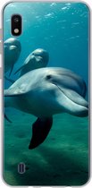 Geschikt voor Samsung Galaxy A10 hoesje - Water - Dolfijn - Blauw - Siliconen Telefoonhoesje