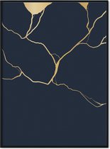 Akoestische panelen - Geluidsisolatie - Akoestische wandpanelen - Akoestisch schilderij AcousticPro® - paneel met gouden Japanse Kintsugi kunst - design 139 - Basic - 60X90 - Wit-