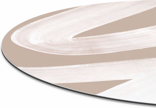 Artaza Dibond Wall Circle - Art abstrait - Rayures Witte sur beige - Ø 60 cm - Wall Circle - Peinture ronde - Intérieur et extérieur