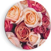 Artaza Dibond Muurcirkel Roze Rozen Achtergrond - Bloemen - Ø 80 cm - Groot - Wandcirkel - Rond Schilderij - Voor Binnen en Buiten