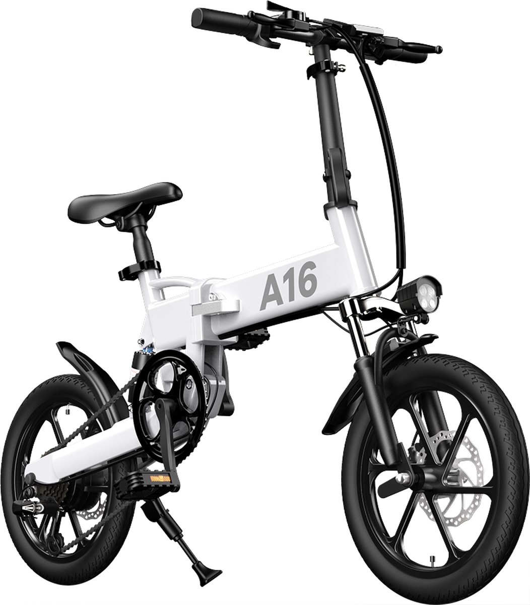 Ado Stay-on ADO Stay on A16 E bike Elektrische Vouwfiets Shimano 7 Versnellingen 16 Inch Wit