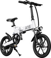ADO Stay-on A16 E bike Elektrische Vouwfiets Shimano 7 Versnellingen 16 Inch Wit