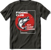 Fishing Club - Vissen T-Shirt | Grappig Verjaardag Vis Hobby Cadeau Shirt | Dames - Heren - Unisex | Tshirt Hengelsport Kleding Kado - Donker Grijs - S
